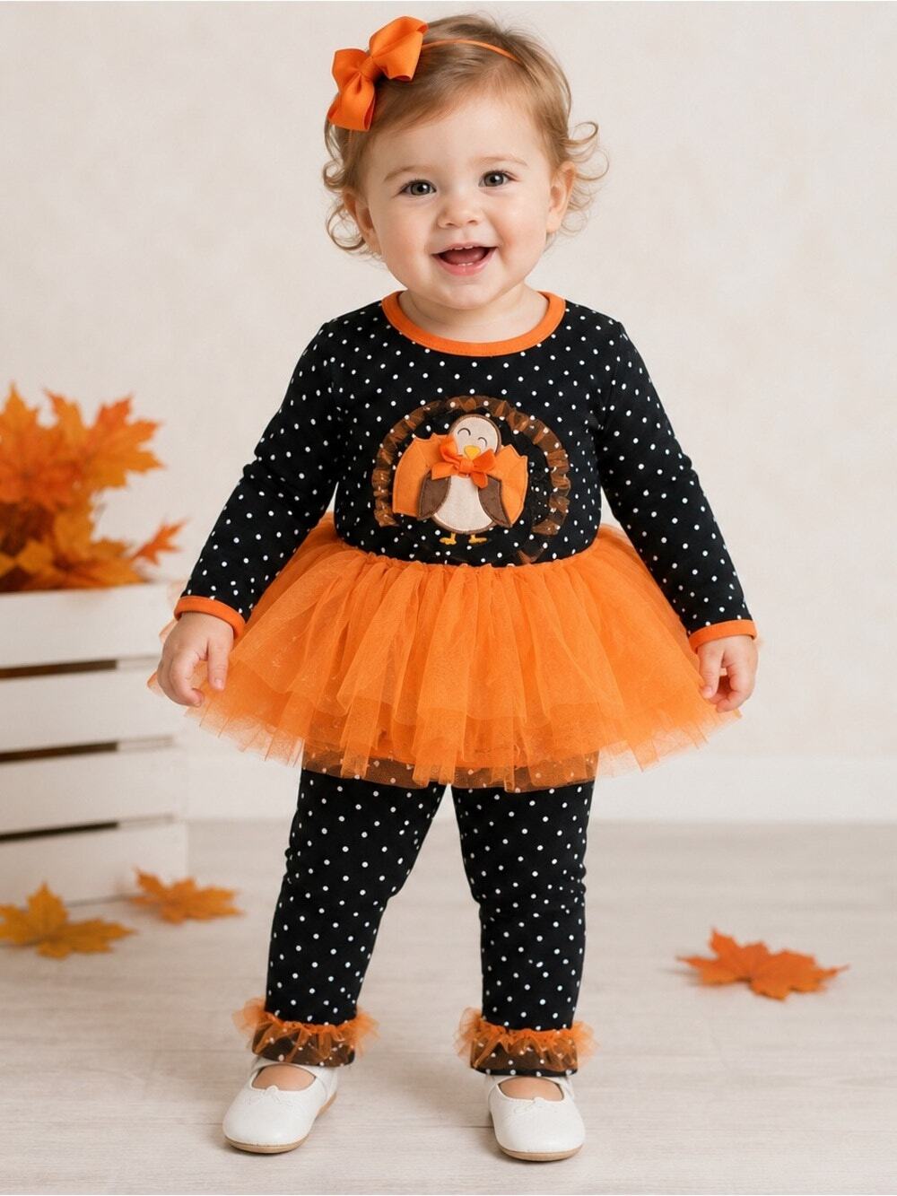 Blueberi Baby 2pc Black & Orange Thanksgiving Tutu Outfit Sz.12 M #1862
